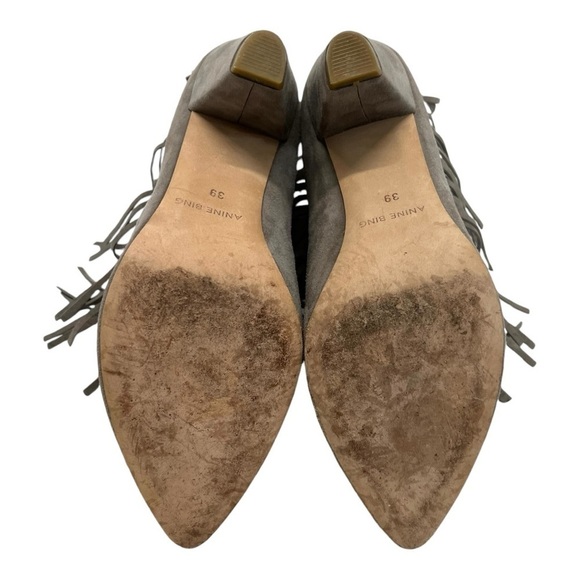 Anine Bing Irmelin Gray Suede Fringe Casual Booties Southwestern Boho Women’s 39 - Picture 13 of 15